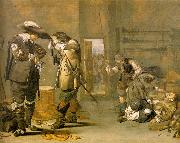 Jacob Duck Soldiers Arming Themselves oil on canvas